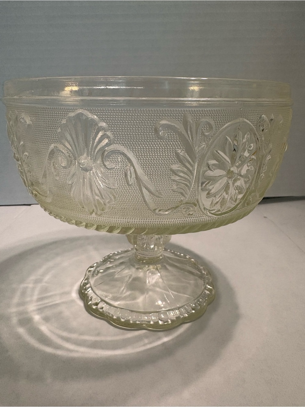 Vintage Indiana Glass Footed Compote Bowl Tiara Sandwich Pattern